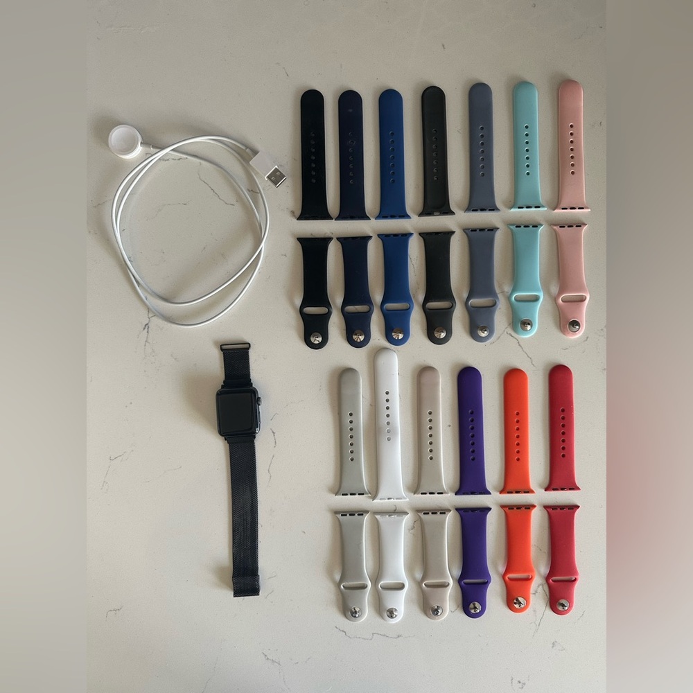 Apple Watch Series 3 (42mm) Aluminum Case-Metal Loop Band+12 Extra Bands/Charger